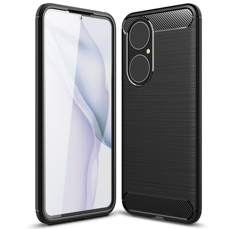 Силиконовый (TPU) чехол UniCase Carbon для Huawei P50 - Black: фото 1 из 11