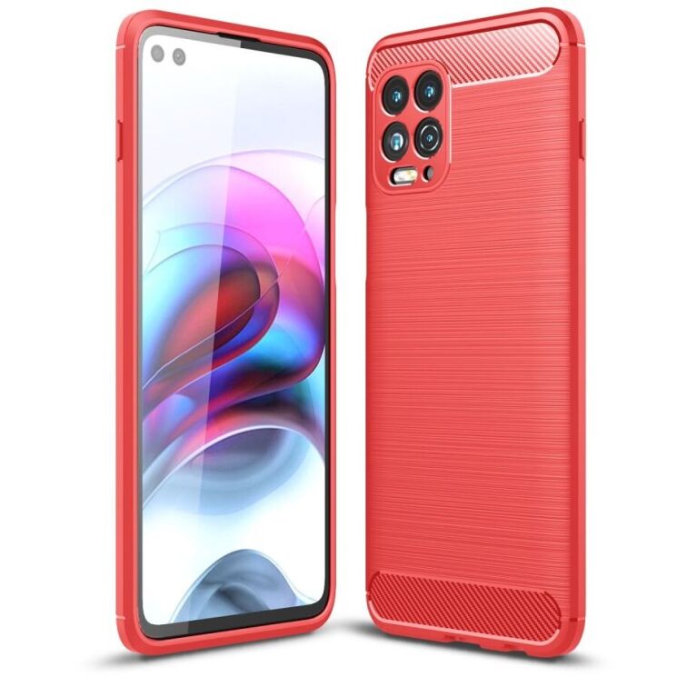 Силіконовий (TPU) чохол UniCase Carbon для Motorola Moto G100 - Red: фото 1 з 8