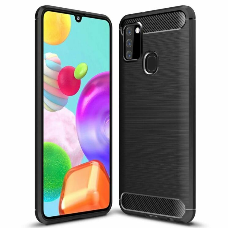 Захисний чохол UniCase Carbon для Samsung Galaxy A21s (A217) - Black: фото 1 з 11