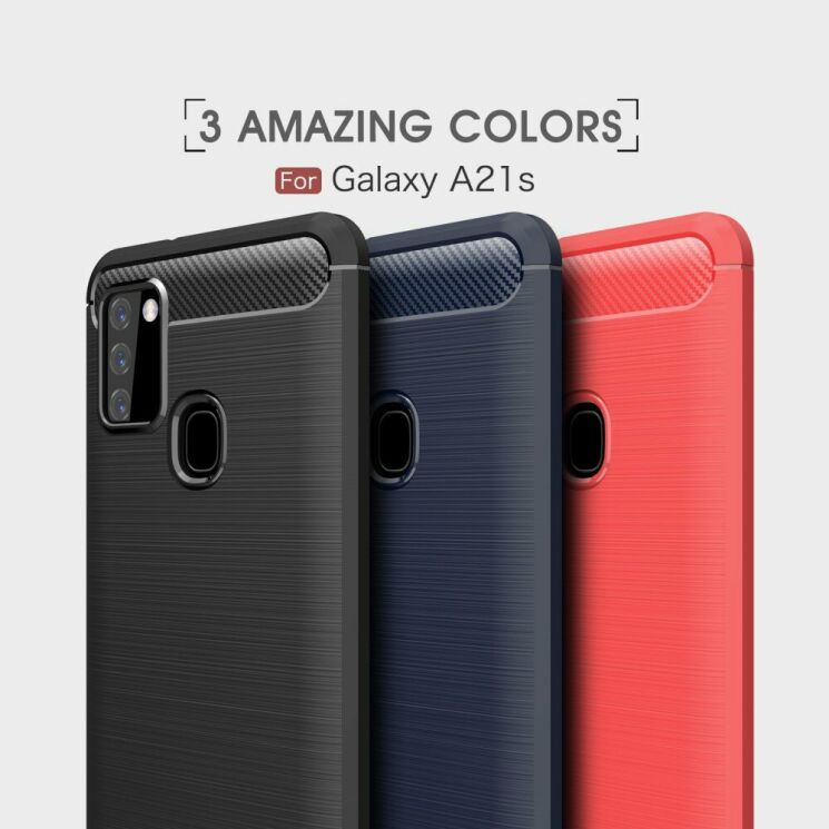 Захисний чохол UniCase Carbon для Samsung Galaxy A21s (A217) - Blue: фото 3 з 11