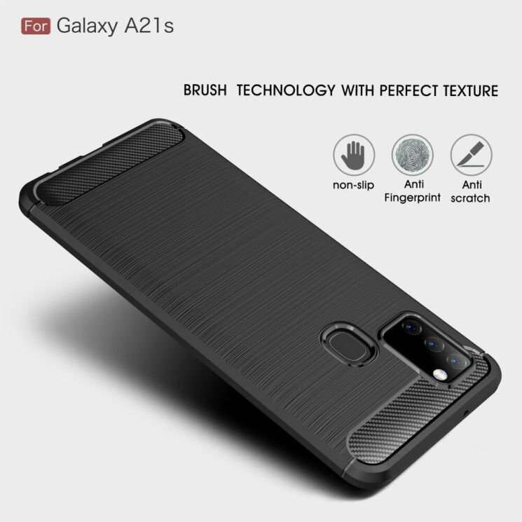 Захисний чохол UniCase Carbon для Samsung Galaxy A21s (A217) - Blue: фото 5 з 11