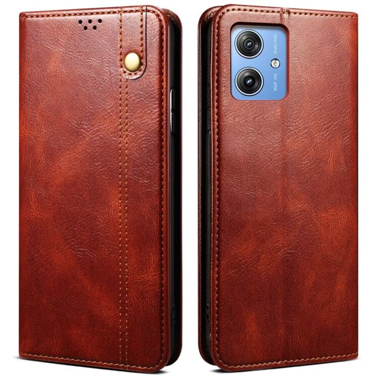 Захисний чохол UniCase Leather Wallet для Motorola G55 - Brown: фото 1 з 7