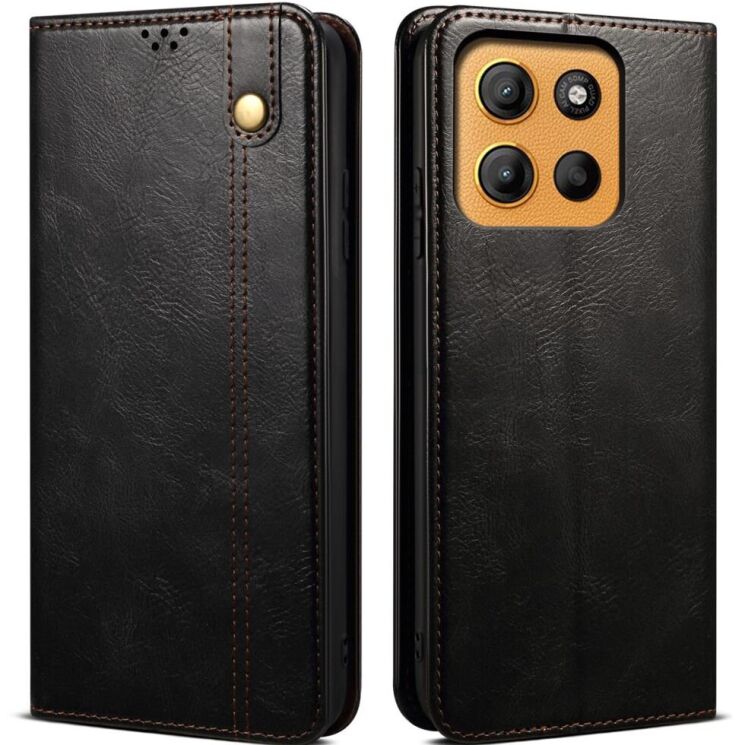 Защитный чехол UniCase Leather Wallet для Motorola Moto G15 - Black: фото 1 из 7