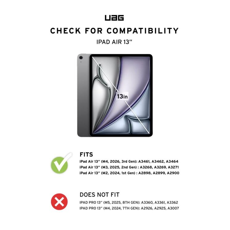 Захисний чохол URBAN ARMOR GEAR Plyo LT для iPad Air 13 M4/M3/M2 (2026/2025/2024) - Ice / Black: фото 9 з 9