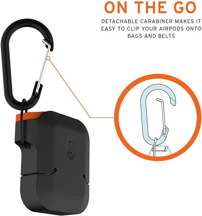 Защитный чехол URBAN ARMOR GEAR (UAG) Silicone для Apple AirPods 1 / 2 - Black/Orange: фото 14 из 14