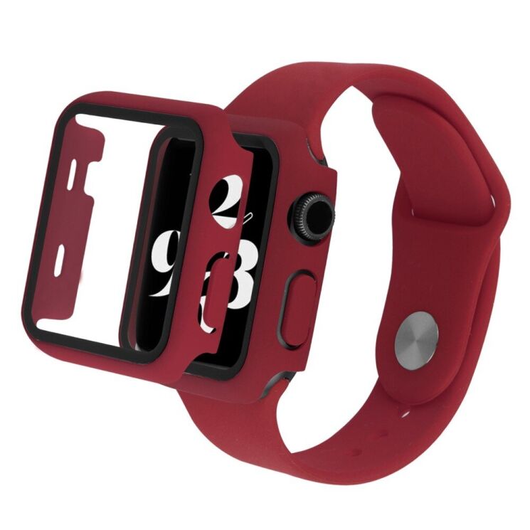 Защитный комплект Deexe Protective Kit для Apple Watch 45 mm (7 / 8 / 9 Series) - Wine Red: фото 1 из 8