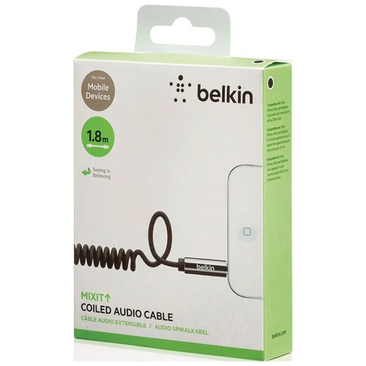 AUX-кабель Belkin MIXIT Coiled (1.8m) - Black: фото 4 з 4