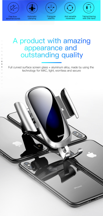 Автомобильный держатель BASEUS Future Gravity Car Mount (SUYL-WL01) - Black: фото 12 из 23