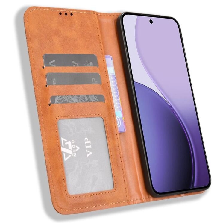 Чохол Deexe Retro Style для OPPO Reno 14 5G - Brown: фото 6 з 19