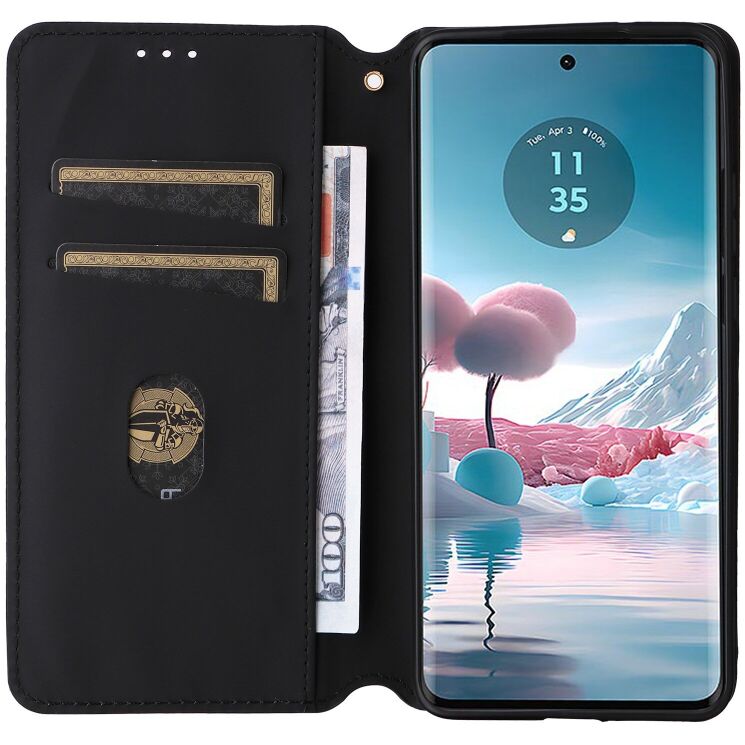 Чехол Deexe Rhombus Book для Motorola Edge 40 Neo - Black: фото 2 из 6