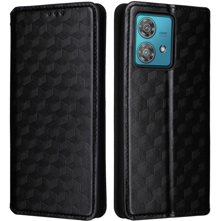 Чехол Deexe Rhombus Book для Motorola Edge 40 Neo - Black: фото 1 из 6