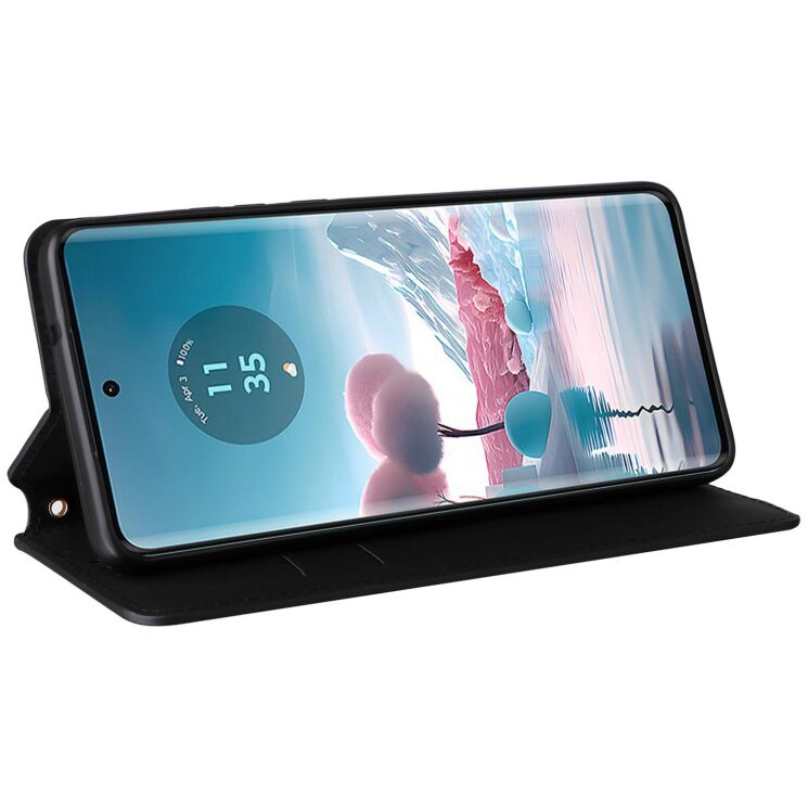 Чехол Deexe Rhombus Book для Motorola Edge 40 Neo - Black: фото 3 из 6