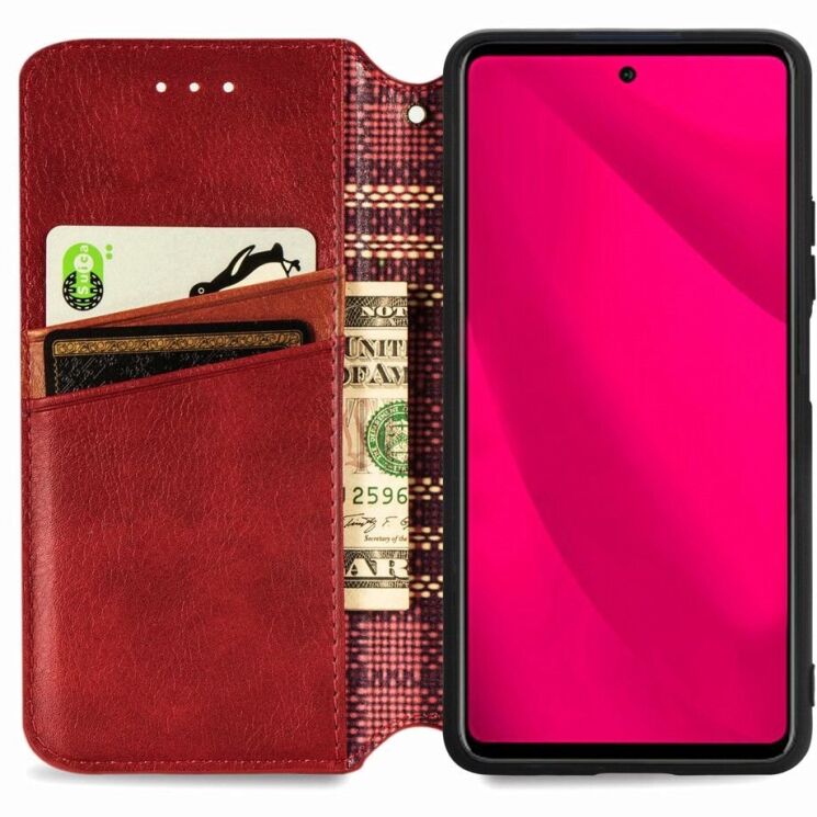 Чехол Deexe Rhombus Wallet для Infinix Smart 9 (X6532) - Red: фото 2 из 10