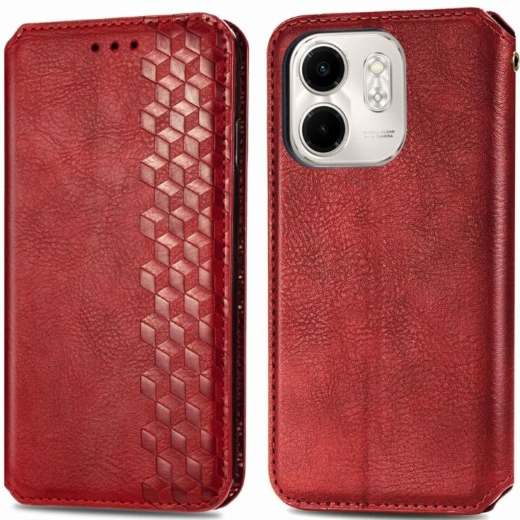Чехол Deexe Rhombus Wallet для Infinix Smart 9 (X6532) - Red: фото 1 из 10