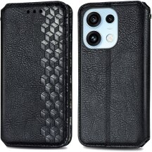 Чехол Deexe Rhombus Wallet для OPPO Reno 16 / 16 Pro - Black: фото 1 из 12