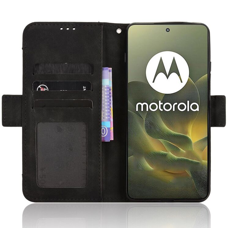 Чохол-книжка з кишеньками Deexe Wallet Stand для Motorola Edge 70 - Black: фото 3 з 13