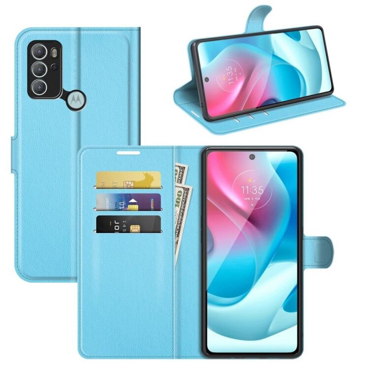 Чехол-книжка Deexe Book Type для Motorola Moto G60s - Blue: фото 1 из 8