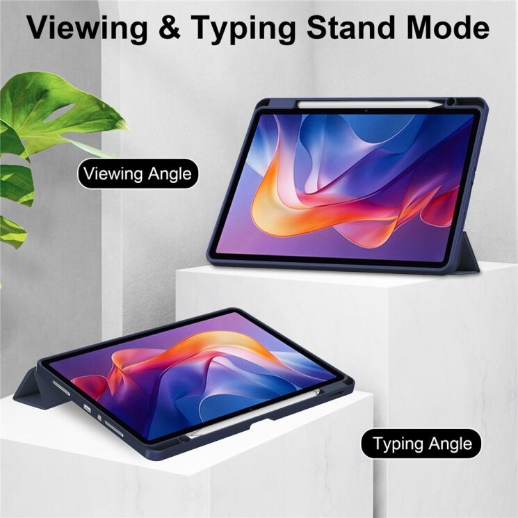 Чехол-книжка Deexe Crystal Back для Xiaomi Redmi Pad 2 - Dark Blue: фото 4 из 8