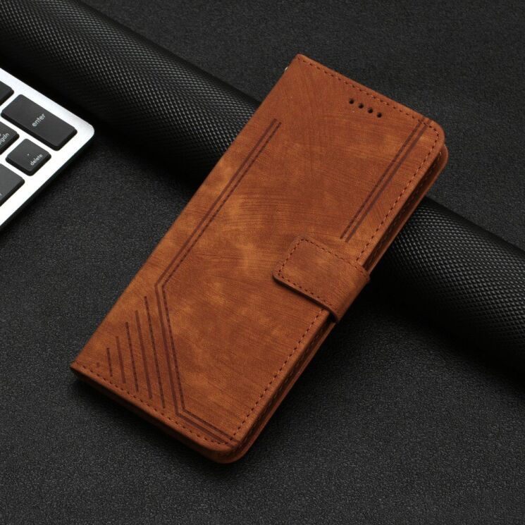 Чехол-книжка Deexe Lines Series для HMD Pulse / Pulse Pro / Pulse Plus - Brown: фото 6 из 12