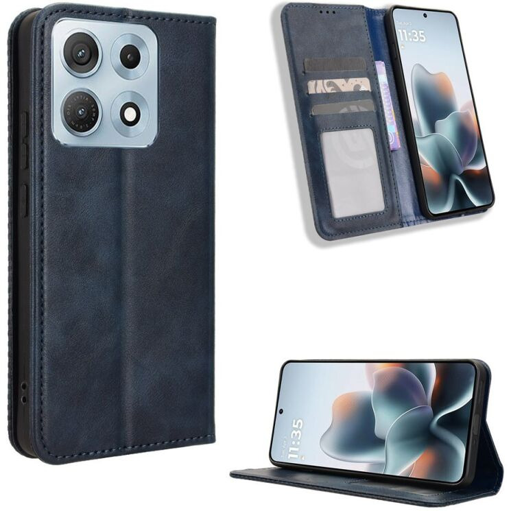 Чехол-книжка Deexe Retro Style для Motorola Edge 70 Max - Blue (435506L) Чехол-книжка Deexe Retro Style для Motorola Edge 70 Max - Blue: фото 2 из 18