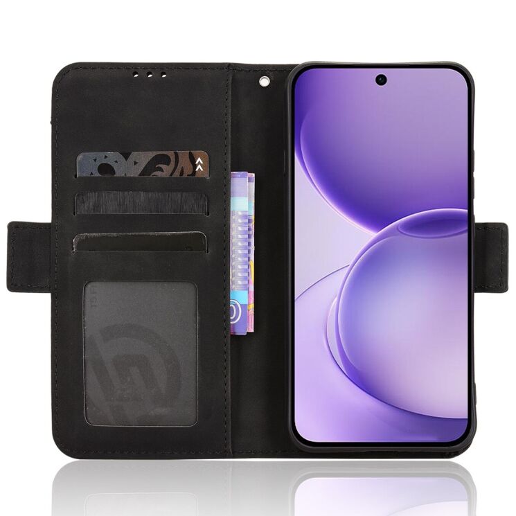 Чехол-книжка с карманами Deexe Wallet Stand для OPPO Reno 16 F/FS - Black: фото 4 из 15
