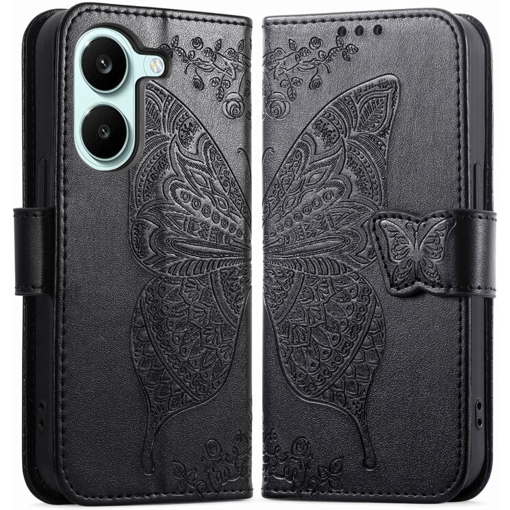 Чехол-книжка с рисунком UniCase Butterfly Pattern для Xiaomi Poco X8 Pro - Black: фото 1 из 10