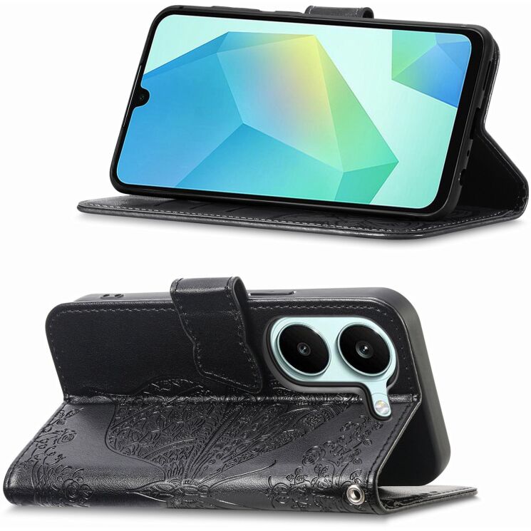 Чехол-книжка с рисунком UniCase Butterfly Pattern для Xiaomi Poco X8 Pro - Black: фото 2 из 10