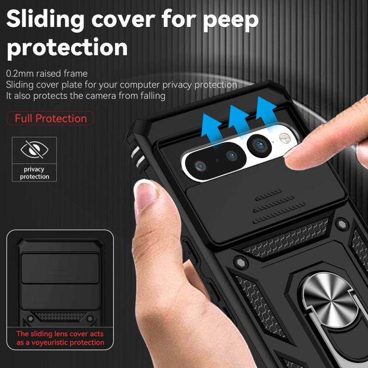 Чохол із захистом камери Deexe Armor Shield для Google Pixel 7 Pro - Black: фото 6 з 9