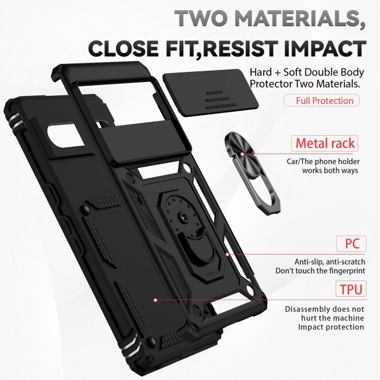 Чохол із захистом камери Deexe Armor Shield для Google Pixel 7 Pro - Black: фото 5 з 9