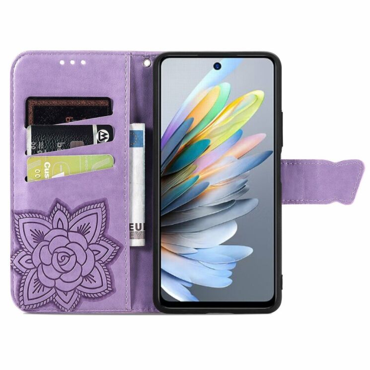Чехол UniCase Butterfly Pattern для Motorola Moto G35 - Light Purple: фото 2 из 7