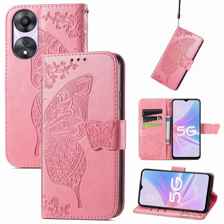 Чехол UniCase Butterfly Pattern для OPPO A78 5G - Pink: фото 4 из 6