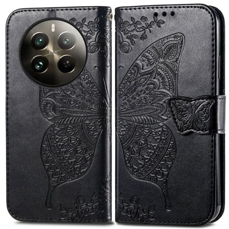 Чехол UniCase Butterfly Pattern для Realme 12 / 12 Plus - Black: фото 1 из 8