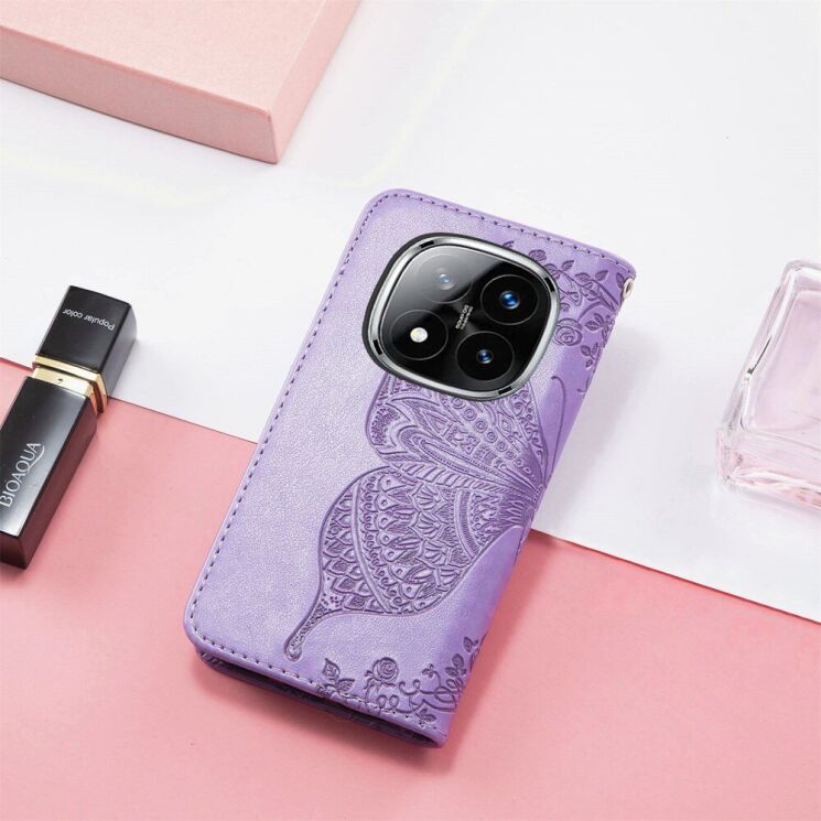 Чехол UniCase Butterfly Pattern для Xiaomi Redmi Note 14 Pro - Light Purple: фото 6 из 12