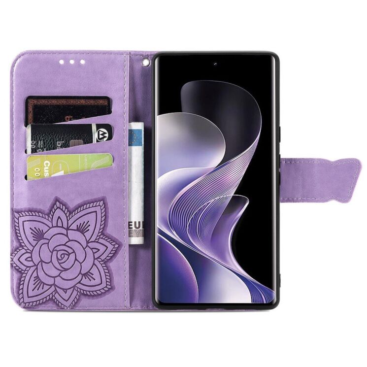 Чехол UniCase Butterfly Pattern для Xiaomi Redmi Note 14 Pro - Light Purple: фото 3 из 12
