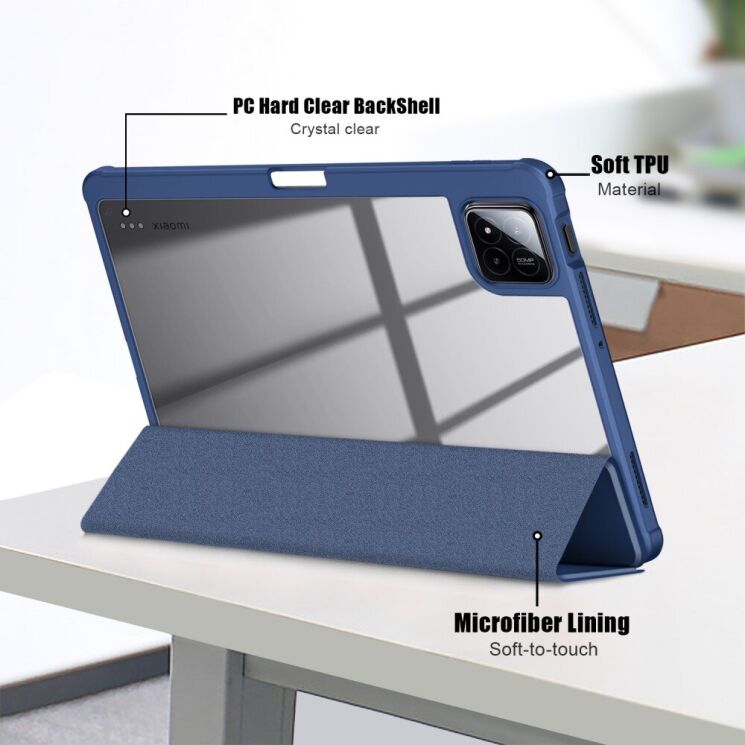 Чeхол UniCase Folio Style для Xiaomi Pad 7 / 7 Pro - Dark Blue: фото 6 из 11