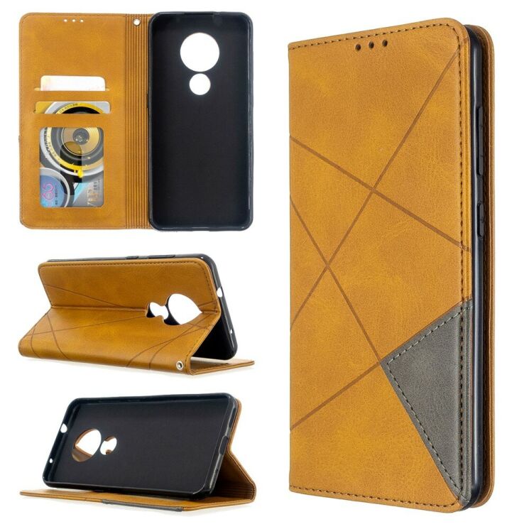 Чохол-книжка з кишеньками UniCase Geometric Pattern для Nokia 7.2 / Nokia 6.2 - Brown: фото 1 з 9