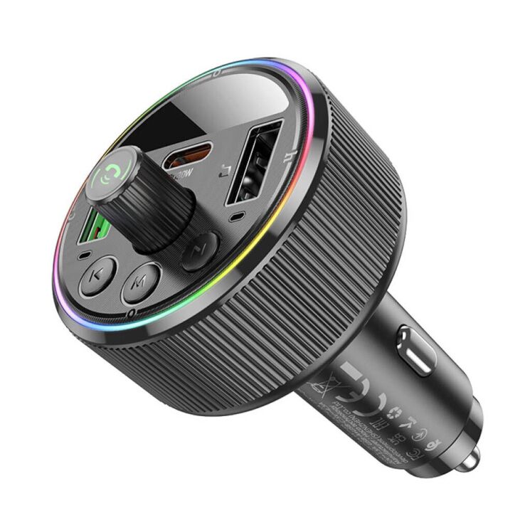 FM модулятор Hoco E82 Guerrero PD30W+QC3.0 - Black: фото 4 из 14