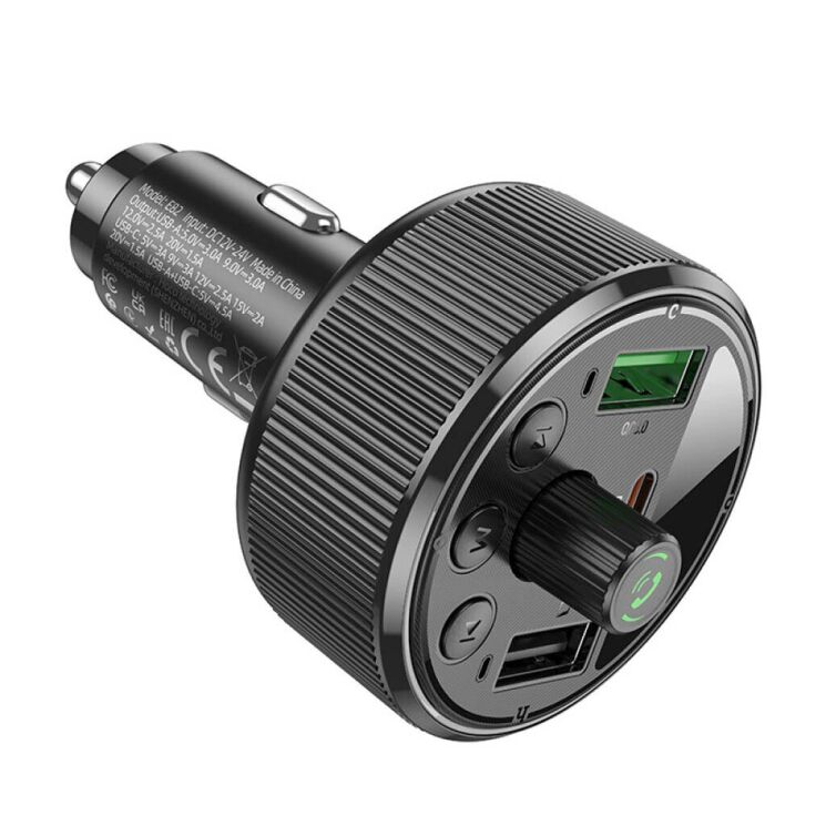 FM модулятор Hoco E82 Guerrero PD30W+QC3.0 - Black: фото 5 из 14