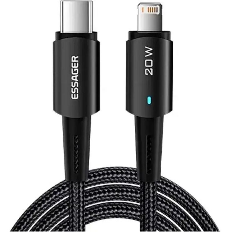 Кабель ESSAGER Sunset Type-C to Lightning (20W, 0.5m) EXCTL-CGB01 - Black (982808B) Кабель ESSAGER Sunset Type-C to Lightning (20W, 0.5m) EXCTL-CGB01 - Black: фото 1 из 10