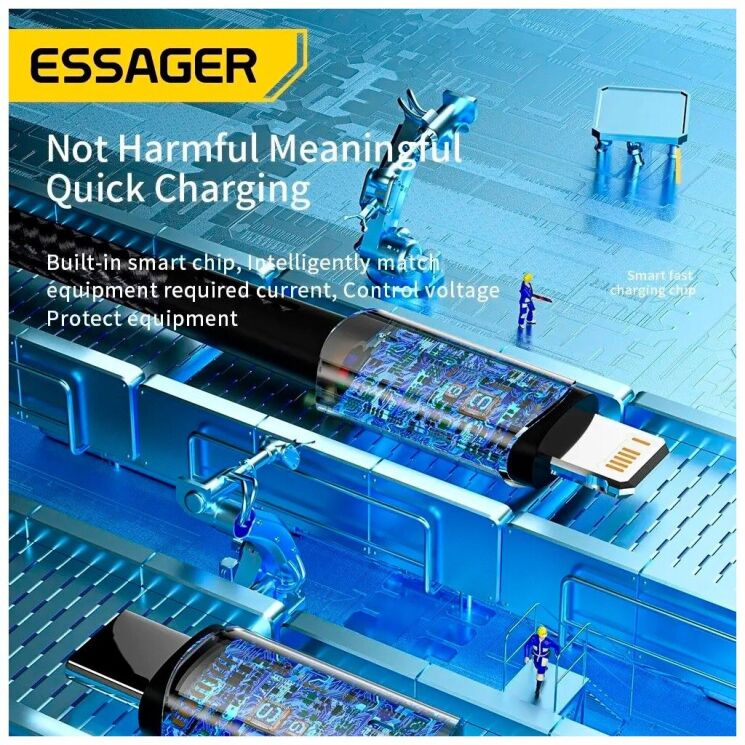 Кабель ESSAGER Sunset Type-C to Lightning (20W, 0.5m) EXCTL-CGB01 - Black (982808B) Кабель ESSAGER Sunset Type-C to Lightning (20W, 0.5m) EXCTL-CGB01 - Black: фото 8 из 10