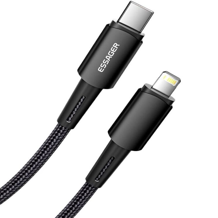 Кабель ESSAGER Sunset Type-C to Lightning (20W, 0.5m) EXCTL-CGB01 - Black (982808B) Кабель ESSAGER Sunset Type-C to Lightning (20W, 0.5m) EXCTL-CGB01 - Black: фото 3 из 10