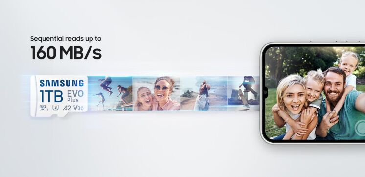 Карта памяти MicroSDXC Samsung EVO Plus 256GB C10 UHS-I R160MB/s + адаптер (MB-MC256SA/EU) - White: фото 11 из 14
