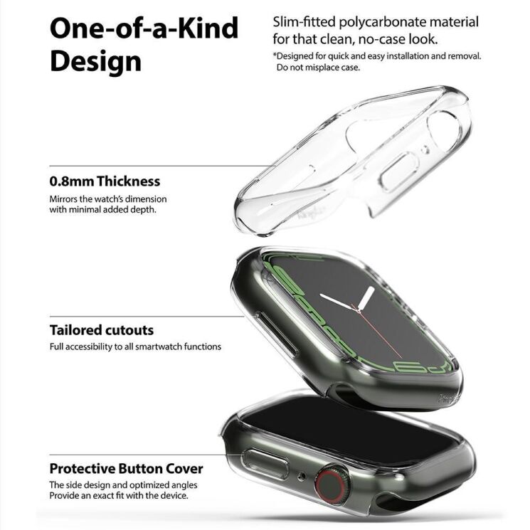 Комплект чохлів RINGKE Slim Case для Apple Watch 41 mm (7 / 8 / 9 Series) - Clear / Black: фото 2 з 6