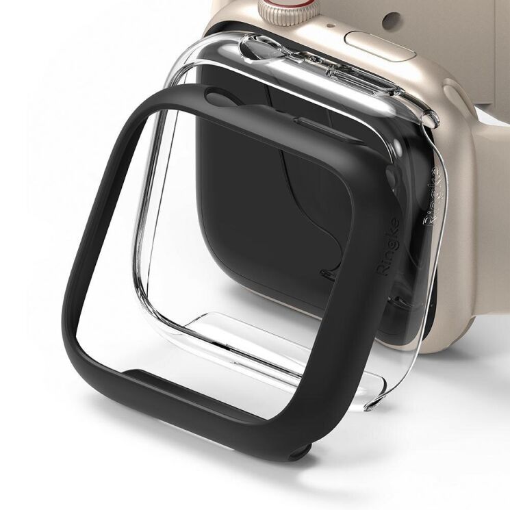 Комплект чохлів RINGKE Slim Case для Apple Watch 41 mm (7 / 8 / 9 Series) - Clear / Black: фото 1 з 6