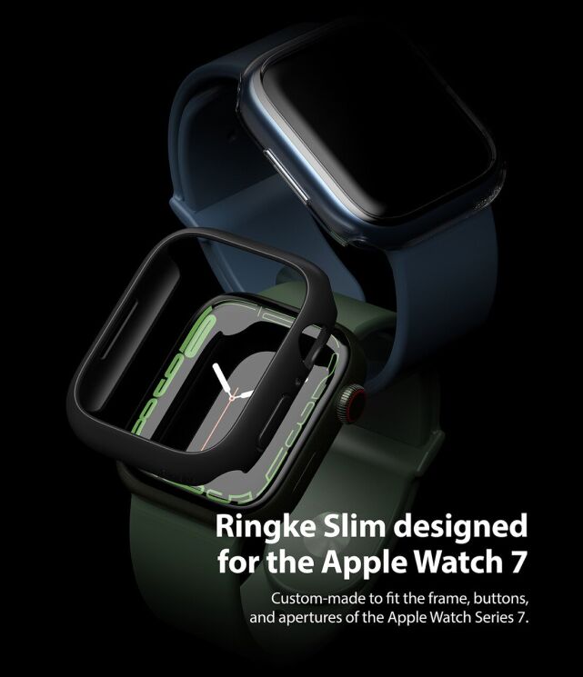 Комплект чохлів RINGKE Slim Case для Apple Watch 41 mm (7 / 8 / 9 Series) - Clear / Black: фото 6 з 6