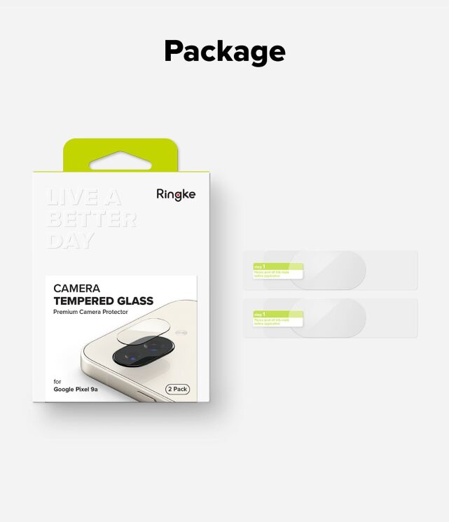 Комплект защитных стекол (2шт) Ringke Camera Protector Glass для Google Pixel 9a (8800293853510): фото 10 из 11
