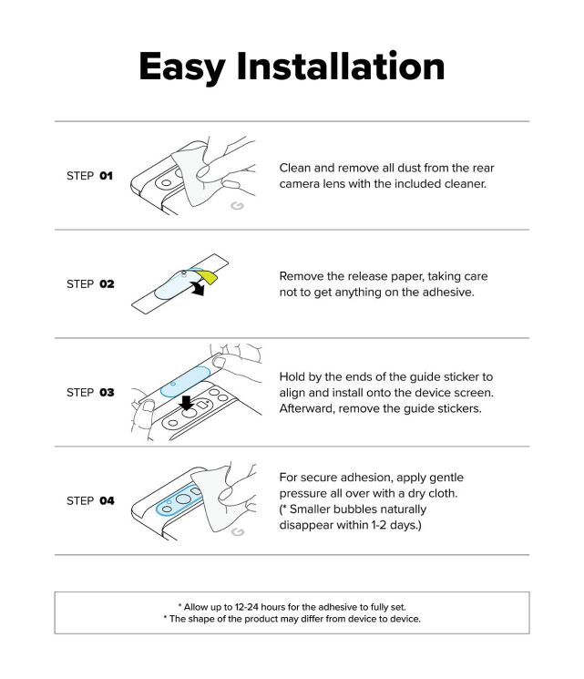 Комплект защитных стекол (2шт) Ringke Camera Protector Glass для Google Pixel 9a (8800293853510): фото 9 из 11