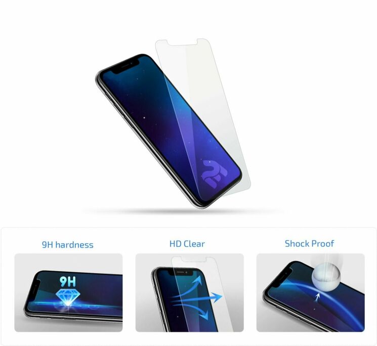 Комплект захисних стекол 3 в 1 2E Clear Glass для Xiaomi Redmi 8 / Redmi 8A - Clear: фото 4 з 4