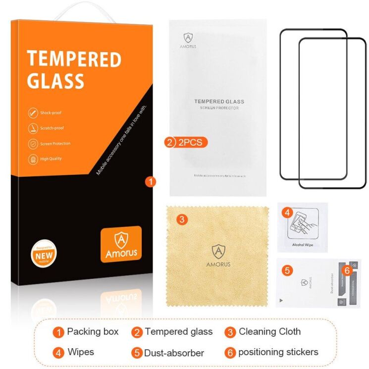 Комплект захисних стекол AMORUS Full Glue для Nothing Phone (3a) / (3a) Pro - Black: фото 8 з 9