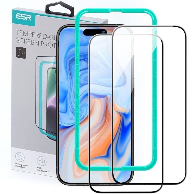 Комплект защитных стекол ESR Tempered Glass Set для Apple iPhone 15 - Black: фото 1 из 10